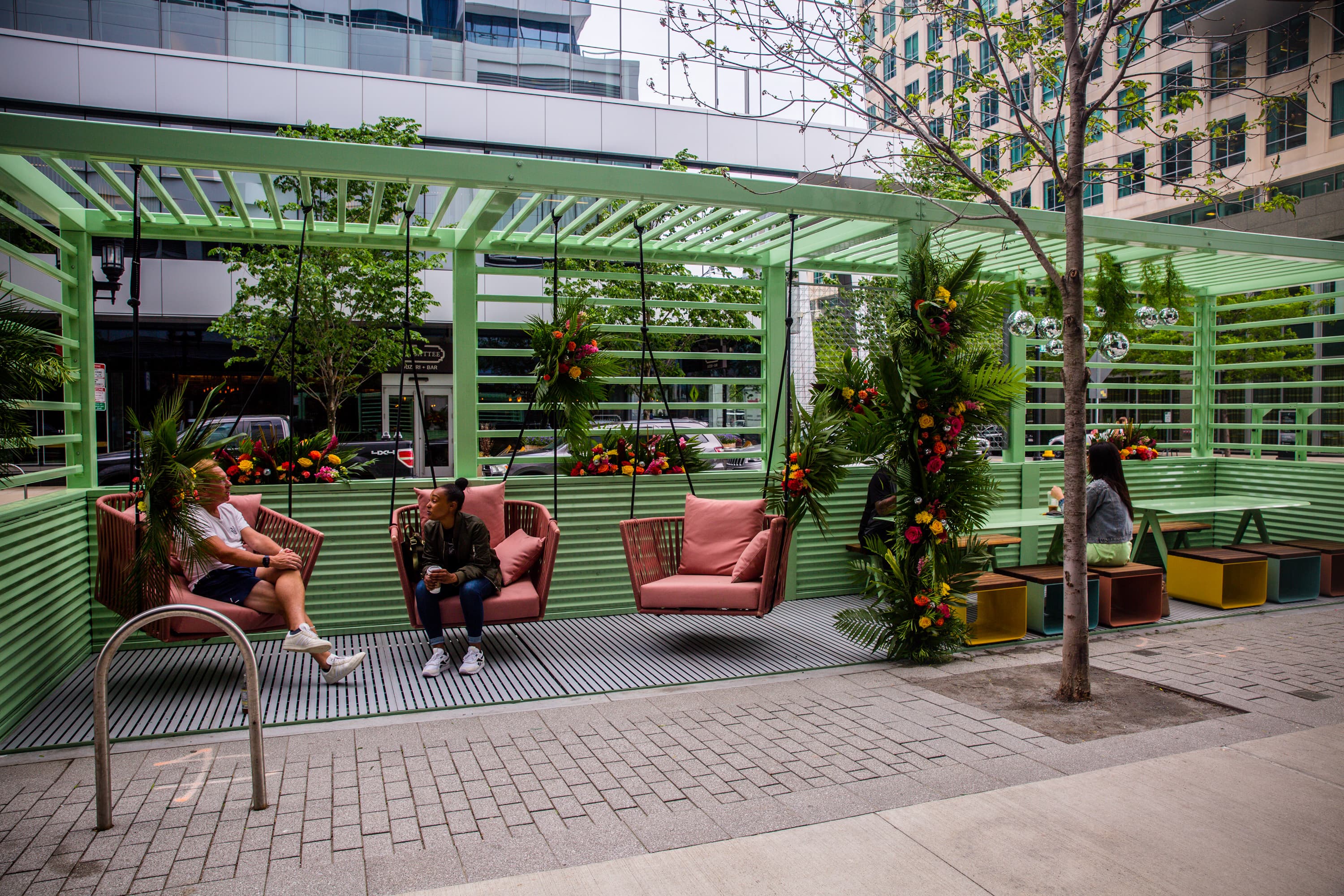 WS Development has installed several "parklets" on its properties in the Seaport. (Boston Seaport by WS Development)