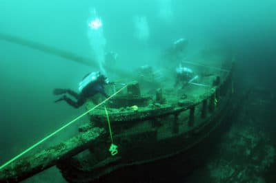 Maritime archaeologists working during the 2011 survey. (Wisconsin Historical Society)