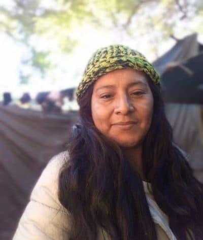 Nancy inside a migrant camp. (Courtesy of Nancy)