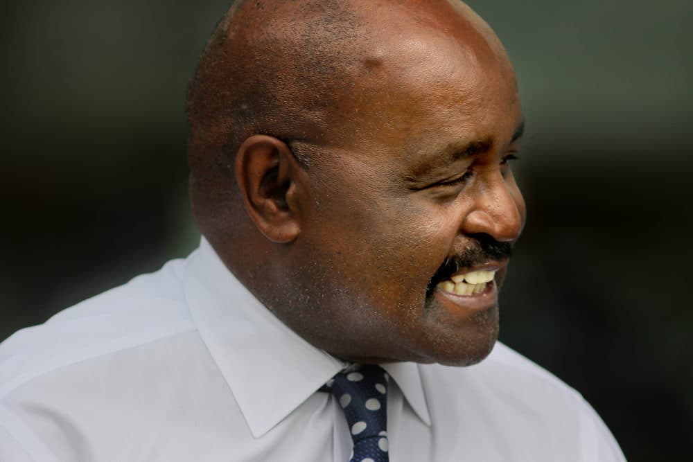 State Rep. Bud Williams speaks at the event in Springfield, Mass., on Aug. 26, 2020. (Lane Turner/The Boston Globe via Getty Images)