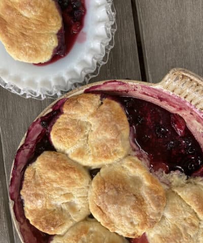Three Berry Fruit Cobbler. (Kathy Gunst)