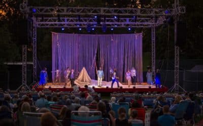 The audience watches the Commonwealth Shakespeare Company's performance of "The Tempest." (Robin Lubbock/WBUR)