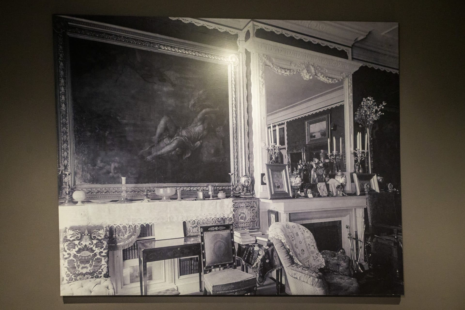 In the exhibit, a photograph shows Titian’s "The Rape of Europa" in Isabella Stewart Gardner's home. (Jesse Costa/WBUR)