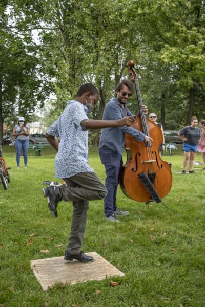 Reis Jackiewicz demonstrates tap dancing steps. (Courtesy Carlos Arzaga)