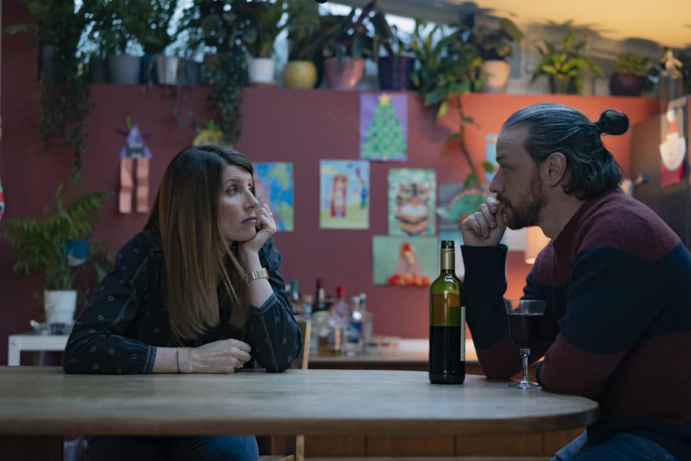 Sharon Horgan (left) and James McAvoy (right) star in Stephen Daldry's &quot;Together.&quot; (Peter Mountain/© Arty Films Ltd. 2021)