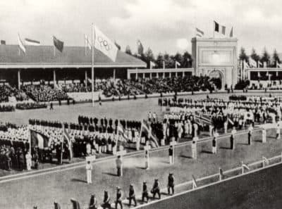 General view of the opening ceremonies of the VII Olympic Games on April 20, 1920, in Antwerp, Belgium.  (Getty Images)