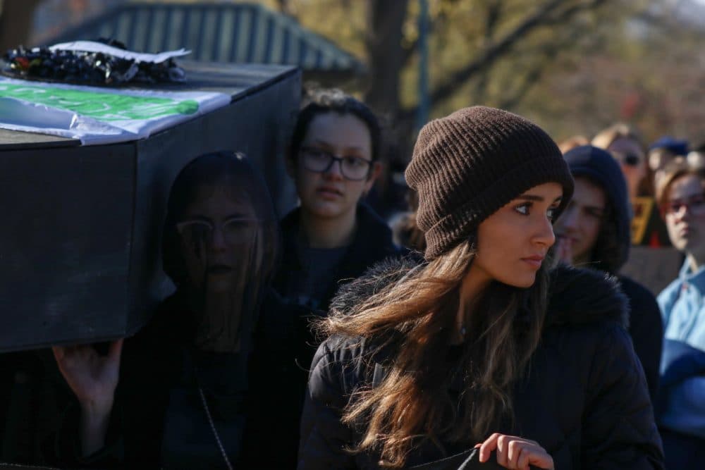 Sophia Kianni walking in a protest. (Courtesy)