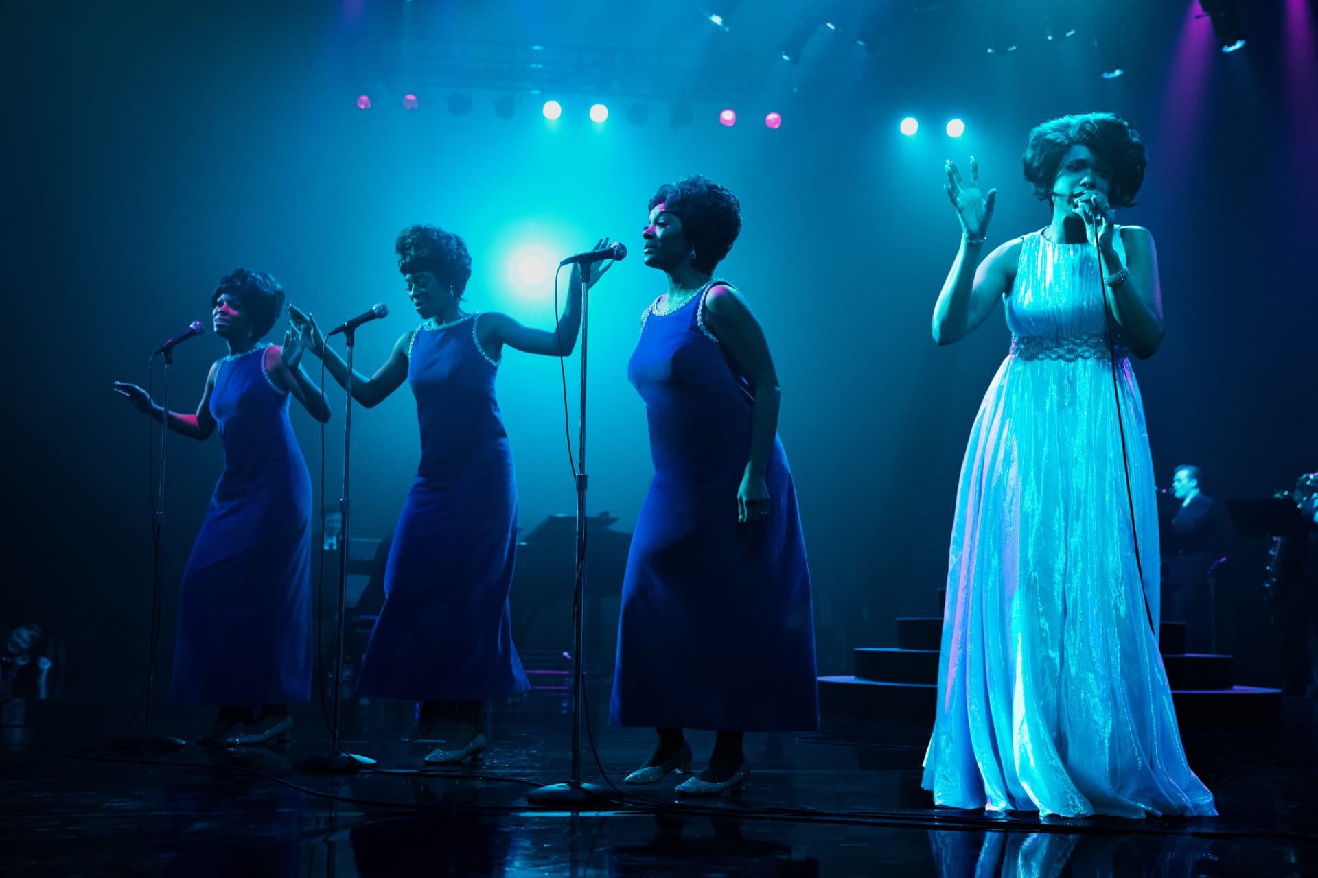Brenda Nicole Moorer, Hailey Kilgore, Saycon Sengbloh and Jennifer Hudson in "Respect." (Courtesy Quantrell D. Colbert/MGM)