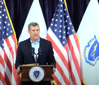 Department of Transportation Secretary Jamey Tesler spoke at Saturday's press conference on Hurricane Henri. (Screenshot via livestream)