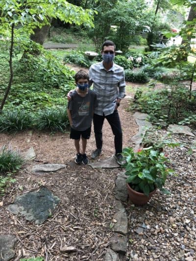 Austin and Peter Nierengarten in the back yard of gramma’s house. (Photo by Jacqueline Froelich)