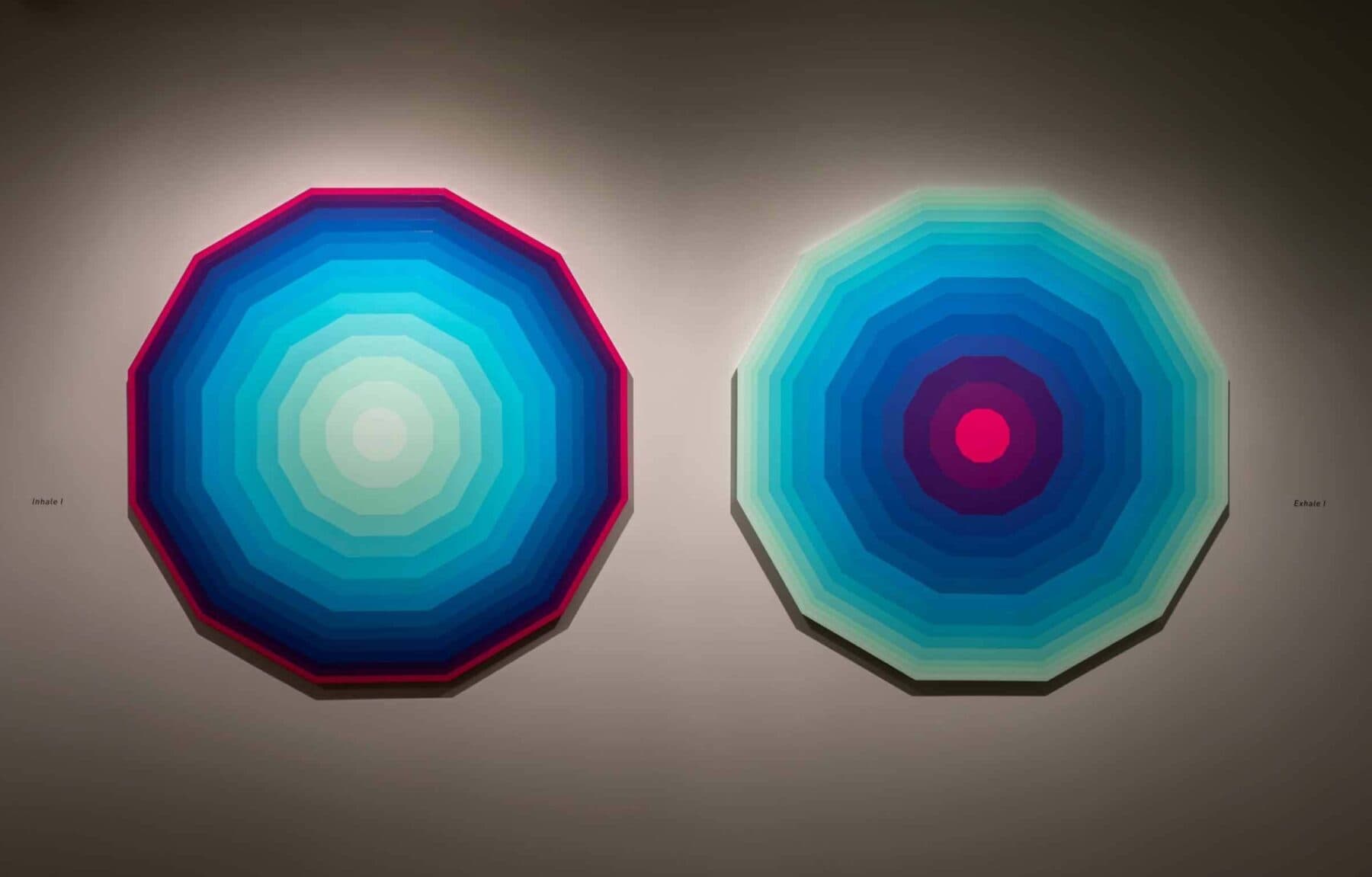 Zarah Hussain, "Inhale I" (left) and "Exhale I." (Courtesy Kathy Tarantola/Peabody Essex Museum)
