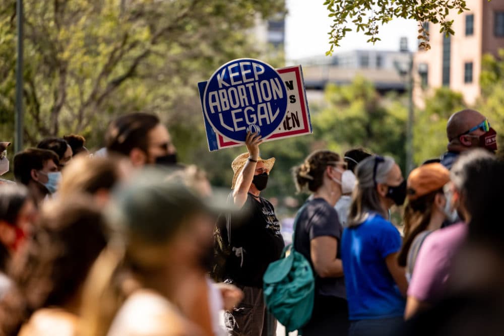 Abortion rights activists rally at the Texas State Capitol on September 11, 2021 in Austin, Texas. (Jordan Vonderhaar/Getty Images)