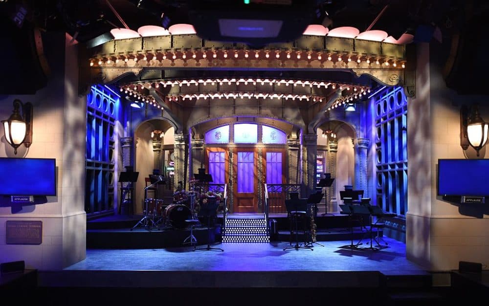 The SNL stage on  display during a media preview on May 29, 2015, at the Saturday Night Live: The Exhibition, celebrating the NBC program's 40-year history. (Timothy Clary/AFP/Getty Images)