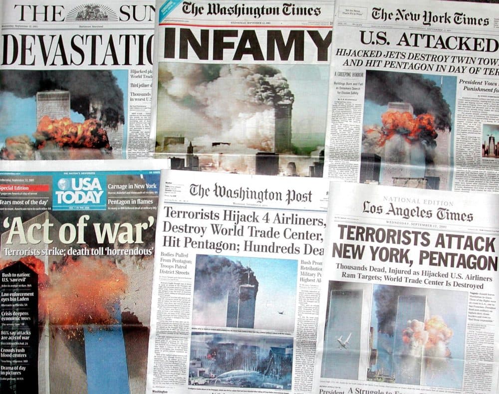 U.S. newspapers published on September 12, 2001. (AFP via Getty Images)