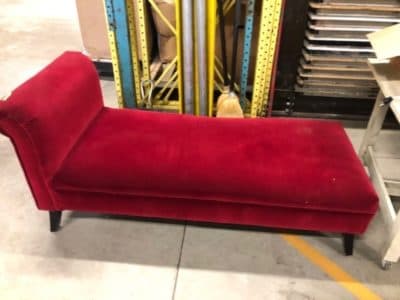 A chaise lounge that was on stage for Eve Ensler's “In The Body of the World" is going on sale Friday. (Courtesy A.R.T.)