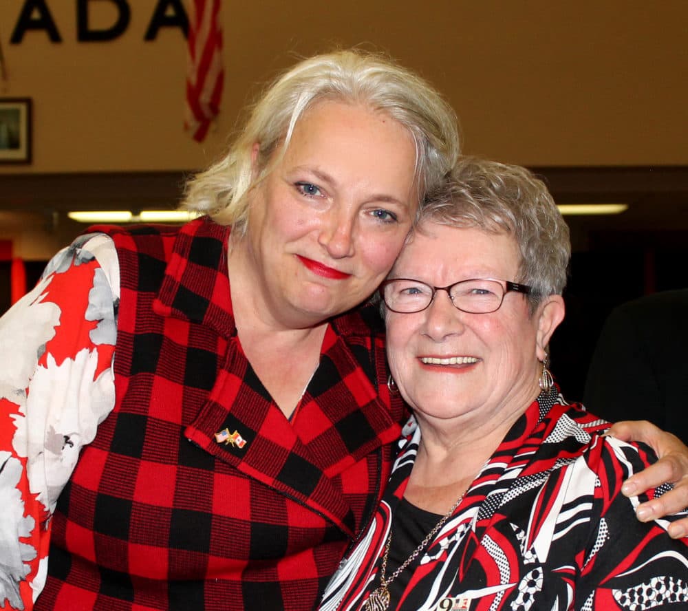Actress Astrid van Wieran (left) with Beulah Cooper. Van Wieran plays Cooper in the Broadway production of "Come From Away." (Courtesy)