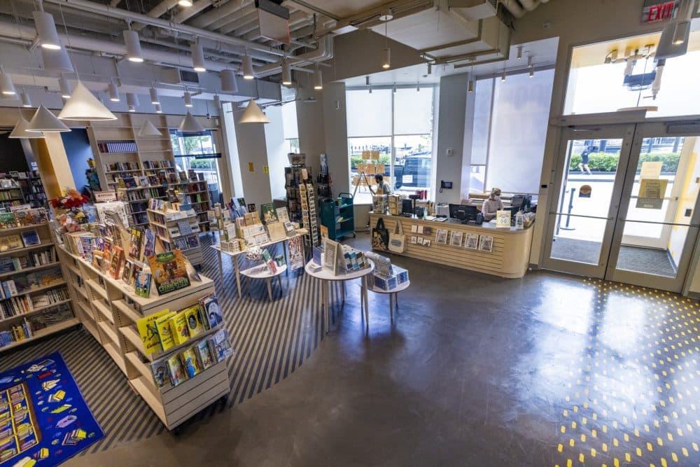 The street entrance to Porter Square Bookstore on the first floor of the new GrubStreet area in the Seaport.  (Jesse Costa / WBUR)