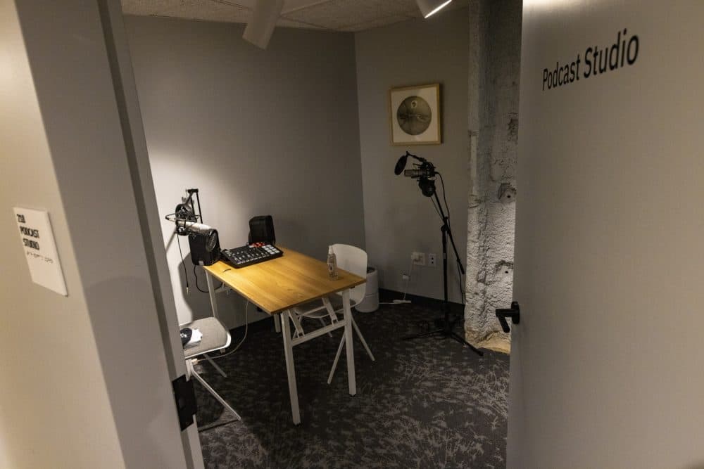 The podcast booth on GrubStreet.  (Jesse Costa / WBUR)