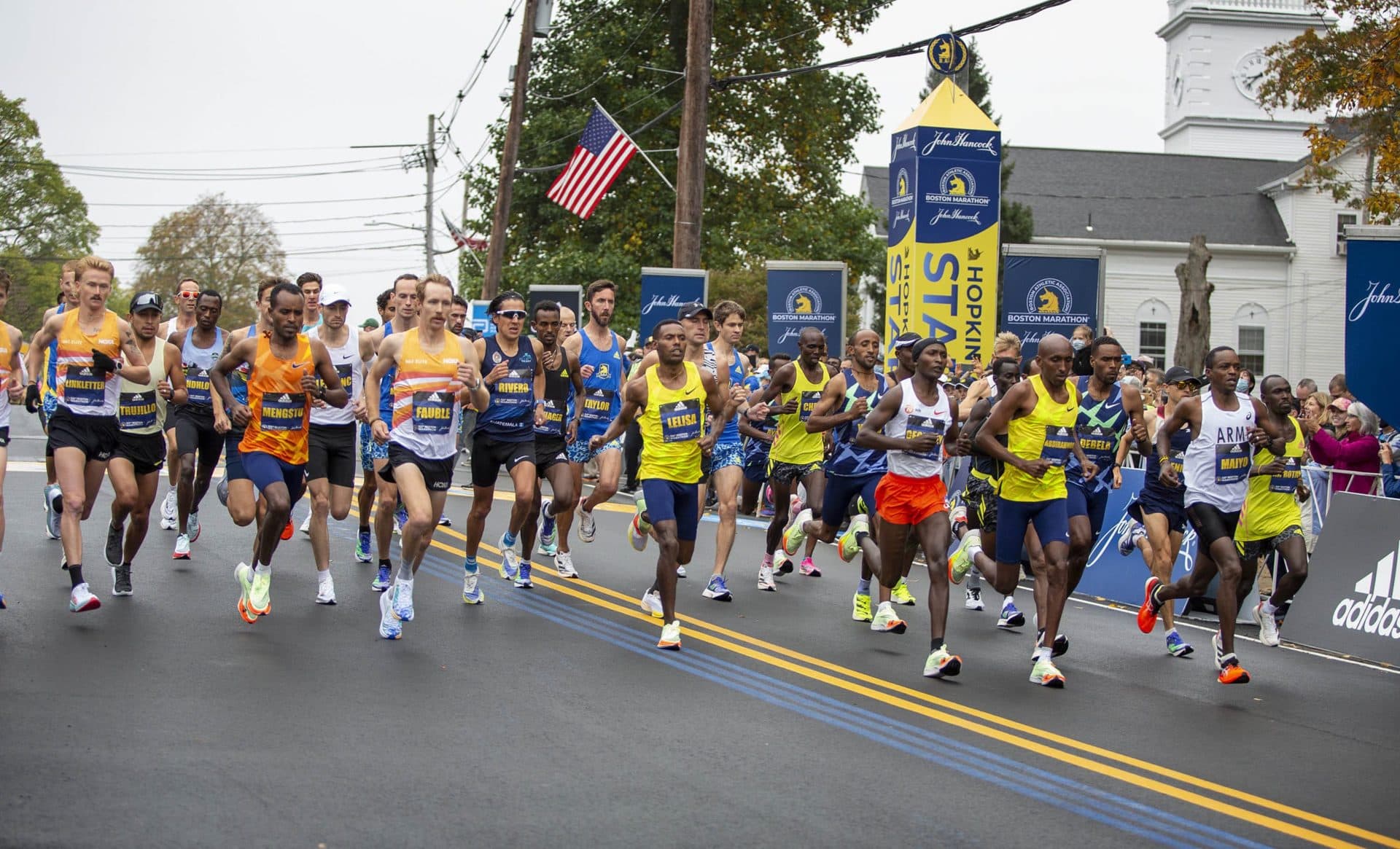The Professional Men's start of the 125th Boston Marathon. (Robin Lubbock/WBUR)