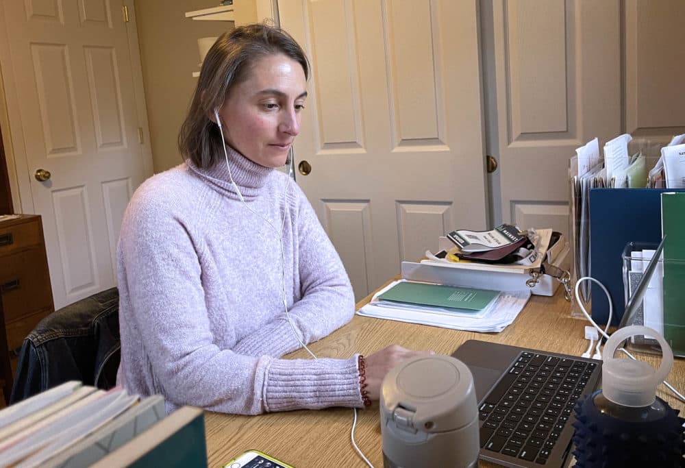 Nicole d'Avis started working in a DAO (Decentralized Autonomous Organization), after she was laid off from her job in academia. (Yasmin Amer/WBUR)