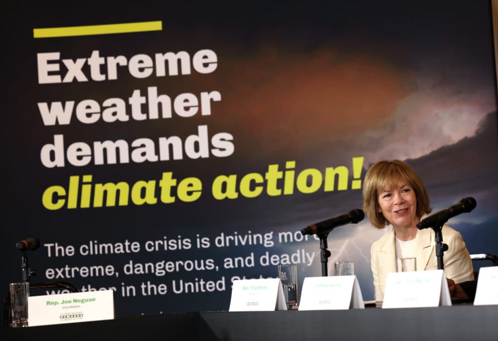 Sen. Tina Smith (D-MN) participates in a discussion on climate change-fueled extreme weather and its impact on local communities on July 22, 2021, in Washington, D.C. (Kevin Dietsch/Getty Images)