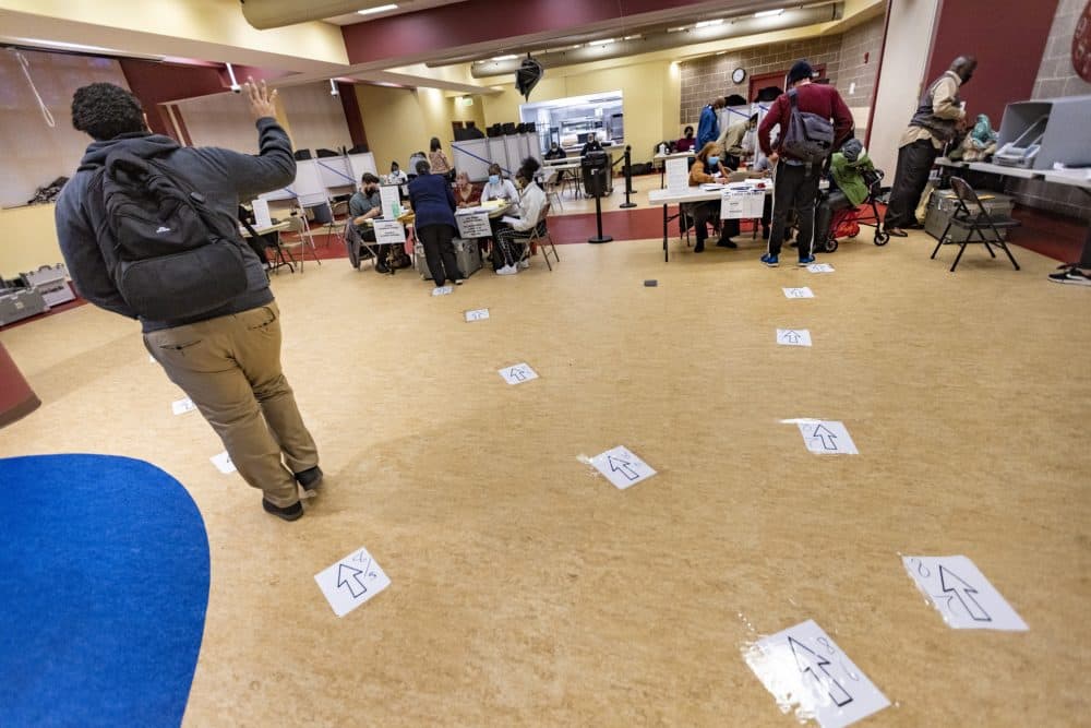 The Ward 8 polling station at the Ray and Joan Kroc Community Center in Dorchester. (Jesse Costa/WBUR)