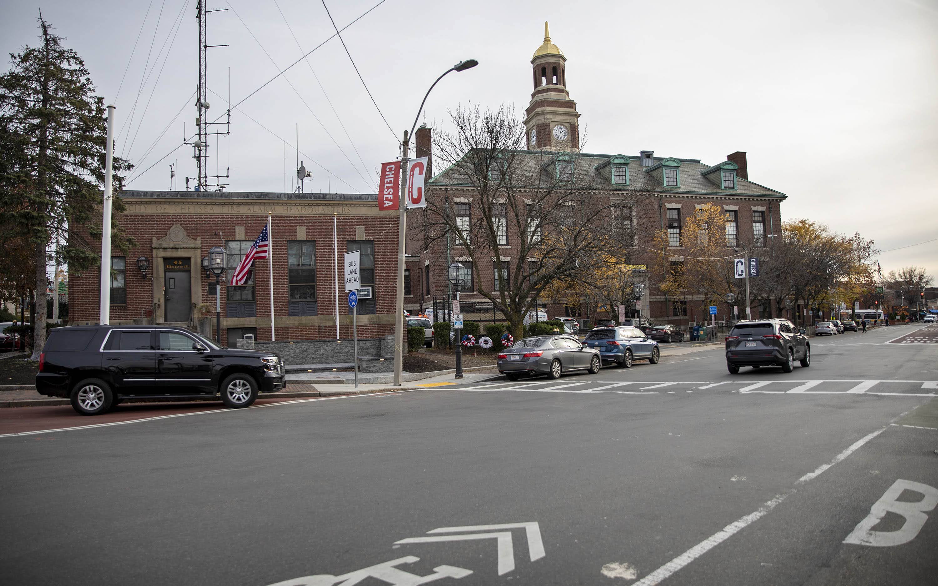 Chelsea's 911 dispatch center and city hall on Washington Ave. (Robin Lubbock/WBUR)