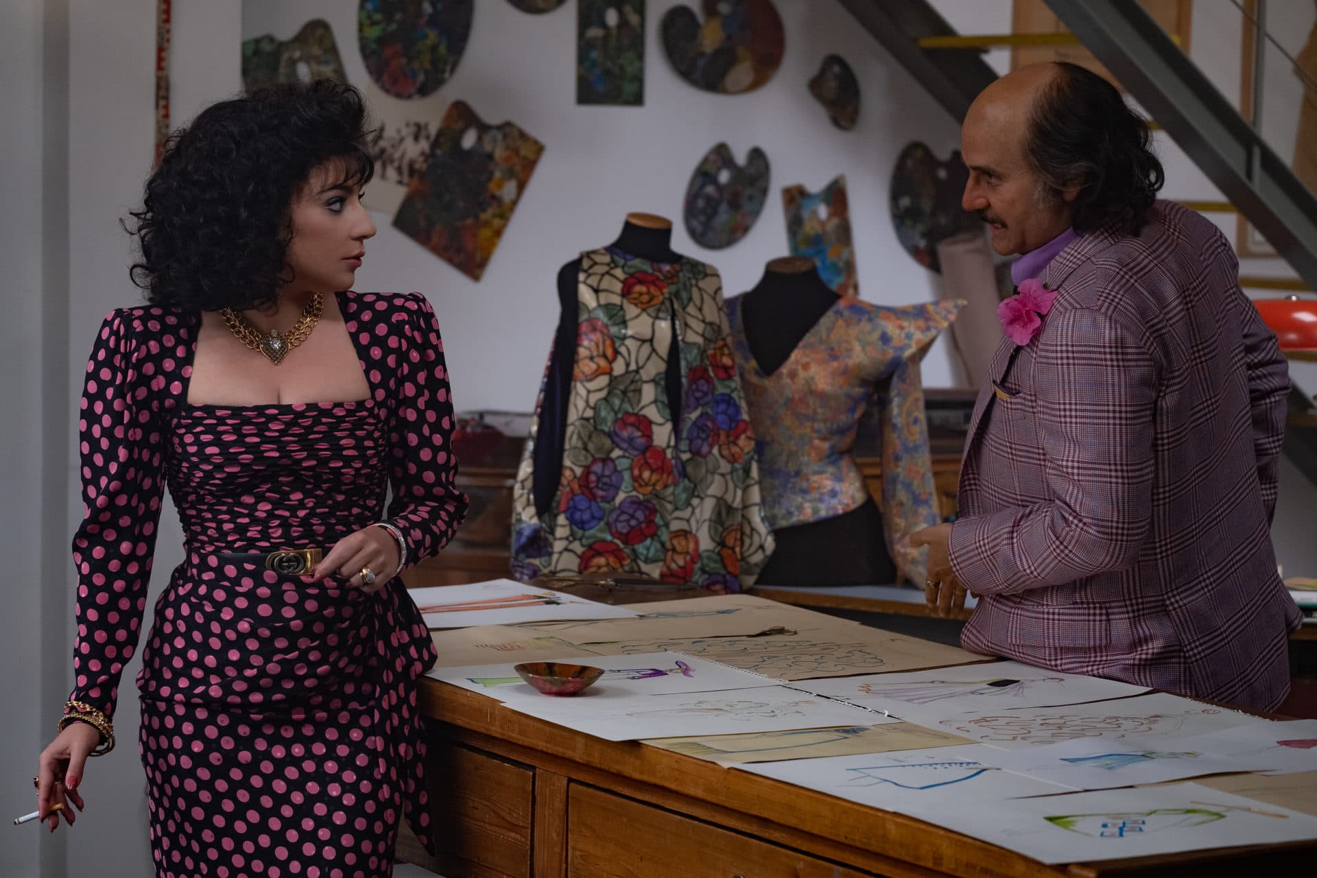 Lady Gaga as Patrizia Reggiani and Jared Leto as Paolo Gucci in "House of Gucci." (Courtesy Fabio Lovino/Metro-Goldwyn-Mayer Pictures Inc.)