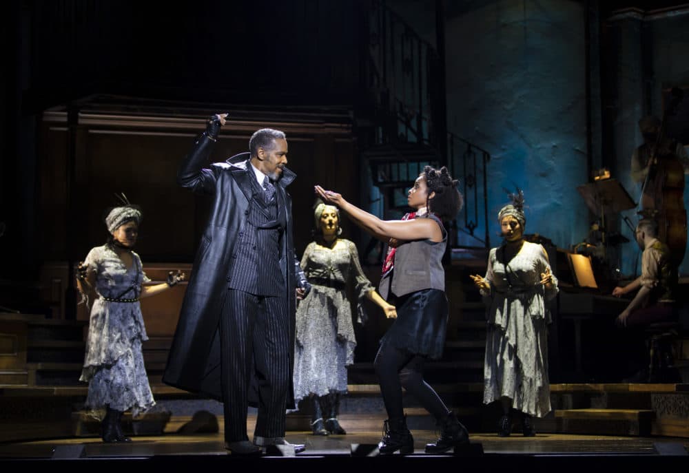 Kevin Morrow as Hades and Morgan Siobhan Green as Persophone in "Hadestown." (Courtesy T Charles Erickson)