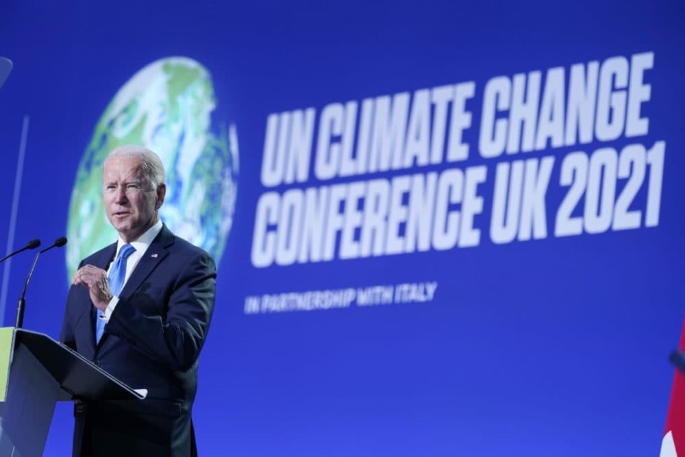 President Biden speaks during the "Accelerating Clean Technology Innovation and Deployment" event at the COP26 U.N. Climate Summit on Nov. 2, 2021, in Glasgow, Scotland. (Evan Vucci/AP Pool)