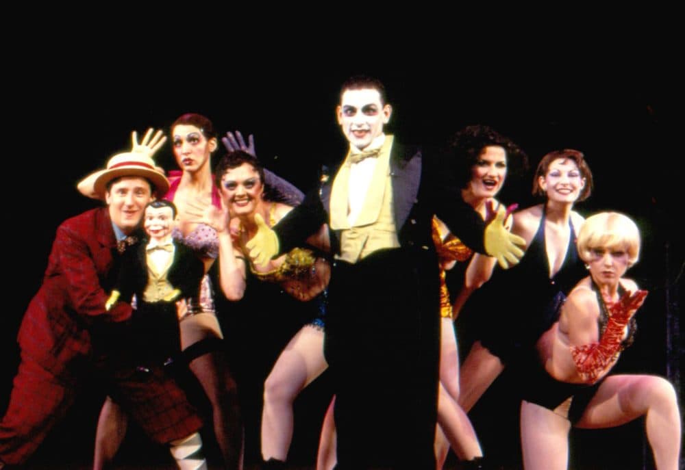 Jonathan Hammond and the cast of "Cabaret." Both Hammond and the production won Elliot Norton Awards for its runs in Foxborough and Cambridge. (Courtesy)