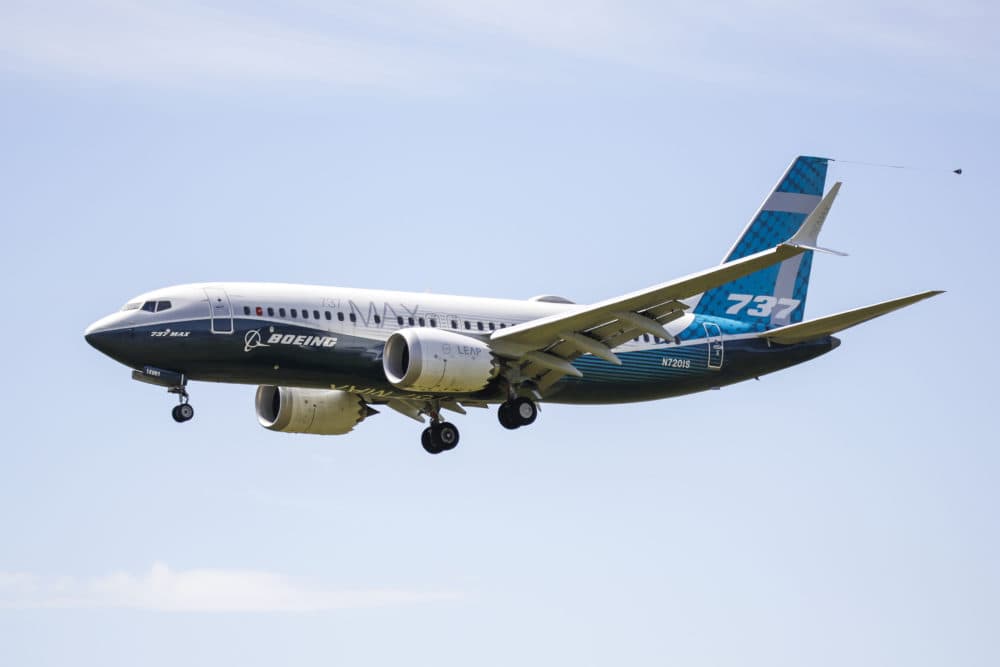 A Boeing 737 MAX jet comes in for a landing. (Jason Redmond/AFP via Getty Images)