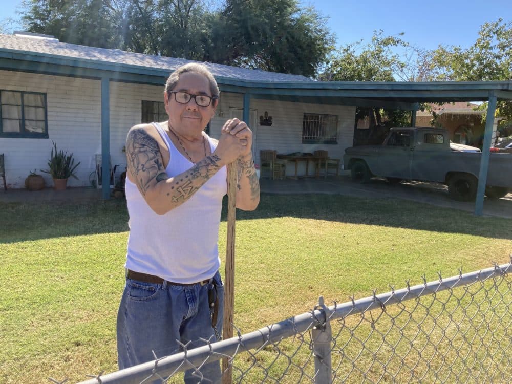 Longtime Phoenix resident Mario Moreno doesn’t think the city’s efforts to fight rising temperatures will work. (Peter O'Dowd/Here & Now)
