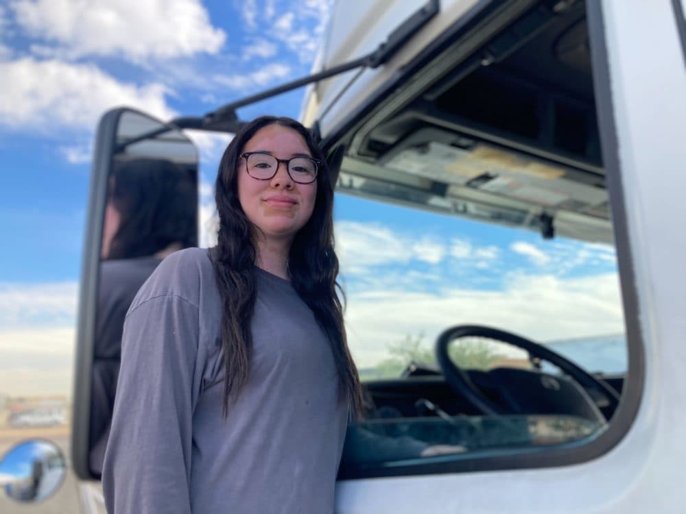Magdalena Garcia is getting a commercial drivers license so she can start a trucking company with her mom and brother. Women make up just a fraction of truck drivers in the U.S. (Peter O'Dowd/Here & Now)