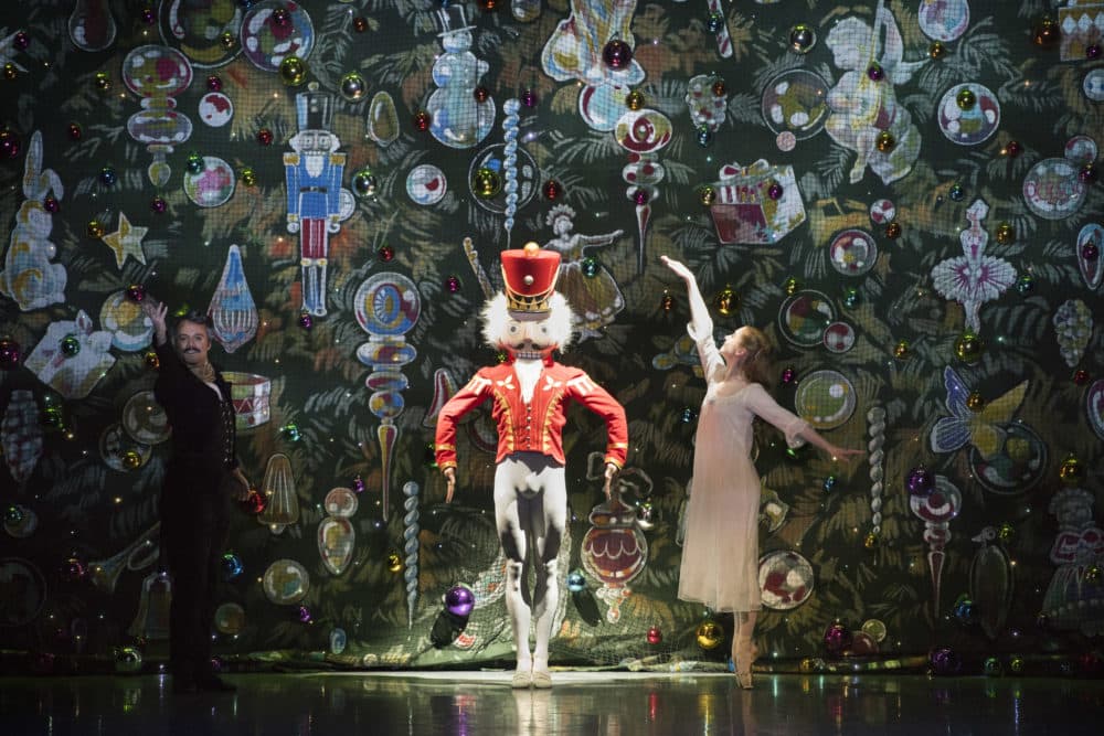 Paulo Arrais, Tigran Mkrtchyan and Mia Steedle in Mikko Nissinen's "The Nutcracker." (Courtesy Liza Voll/Boston Ballet)