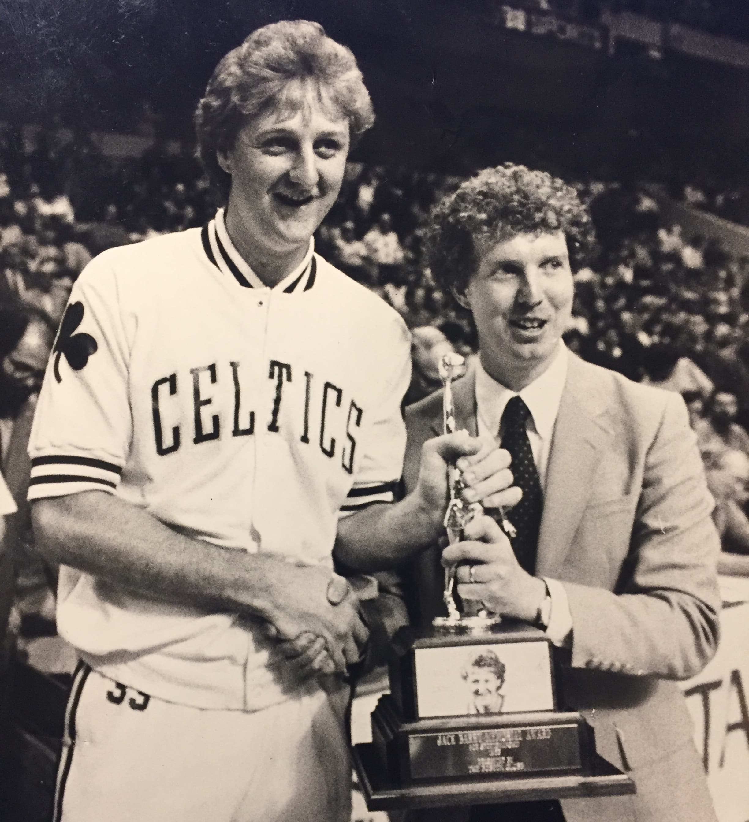 Auerbach Speaking at Trophy Ceremony - Boston Celtics History