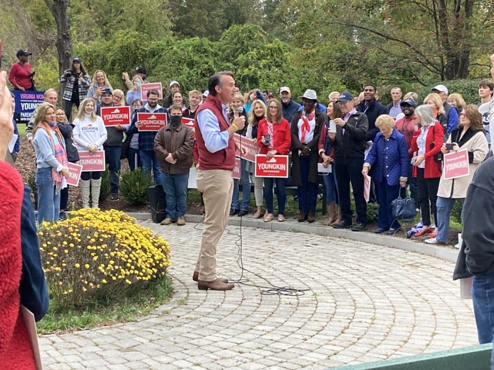 Republican Glenn Youngkin on the campaign trail. (Scott Tong/Here & Now)