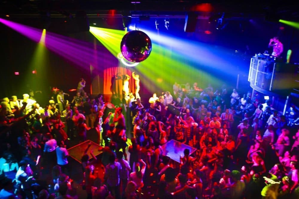 The crowd during a performance of "The Donkey Show" at OBERON. (Courtesy American Repertory Theater)