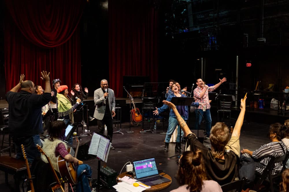 The company "WILD: A Musical Becoming" in rehearsal. (Courtesy Maggie Hall)