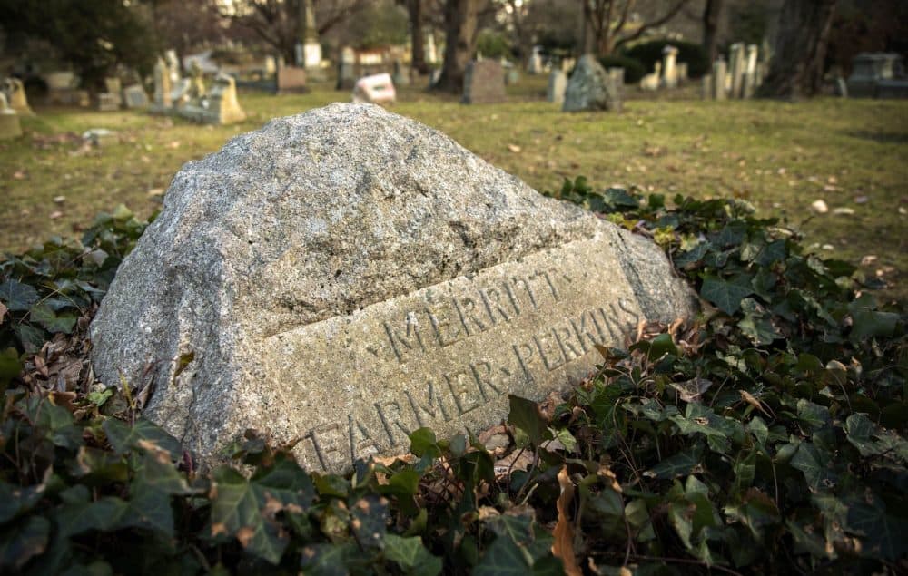 Fannie Farmer's grave is in Lot 206, the Merritt, Farmer, Perkins lot, at Mount Auburn Cemetery in Cambridge. (Robin Lubbock/WBUR)
