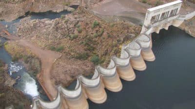 From 2011: The Bartlett Dam on the Verde River northeast of Phoenix is one of the main SRP reservoirs that provides water to region. (Peter O'Dowd/Here & Now)