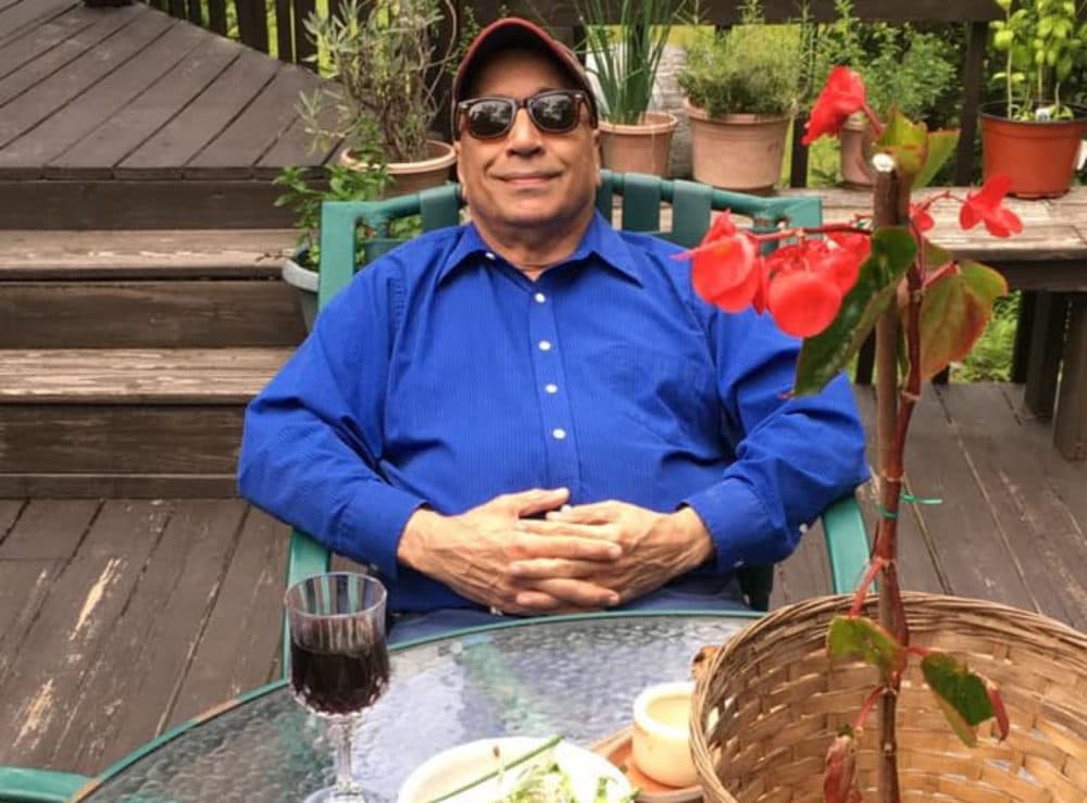 The author's father, Salman Wasti, unwinding on a summer evening on his deck, June 2018. (Courtesy Noreen Wasti)