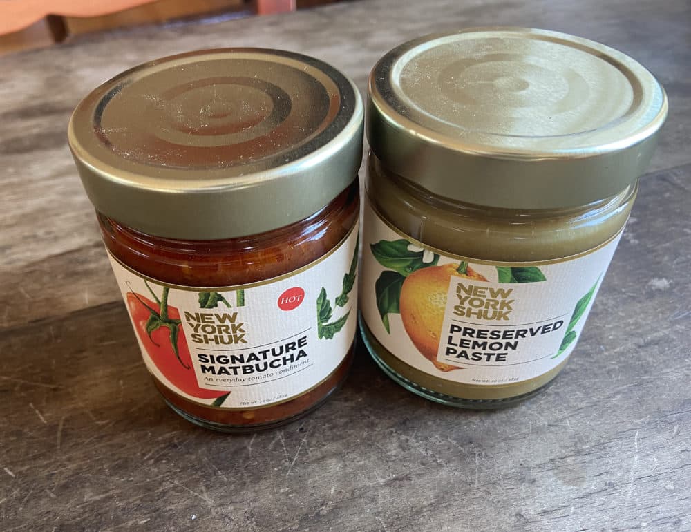 New York Shuk's Signature Matbucha and Preserved Lemon Paste. (Kathy Gunst/Here & Now)