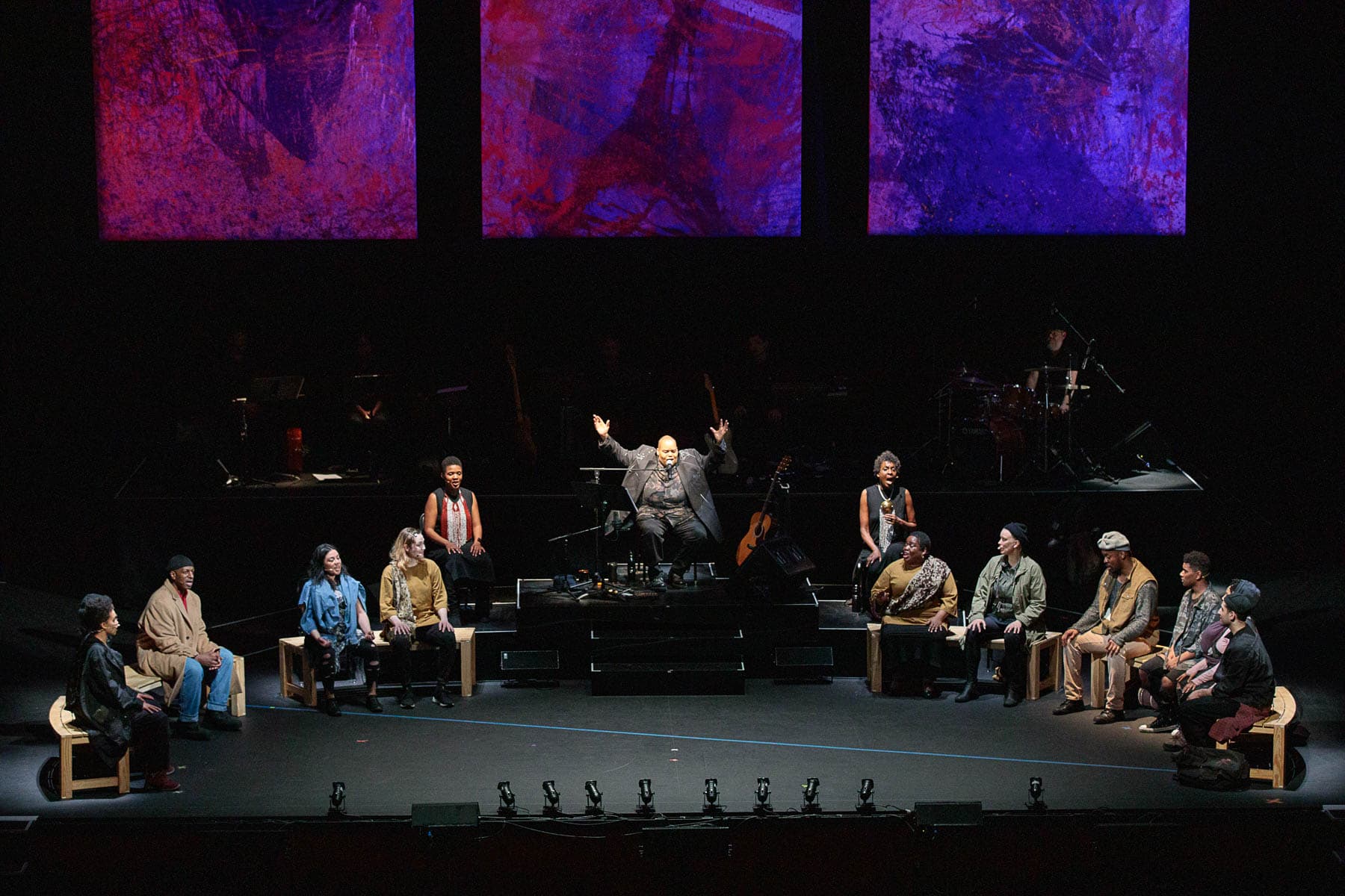 The cast of "Parable of the Sower" performing at UCLA's Royce Hall in March 2020. (Courtesy Reed Hutchinson)