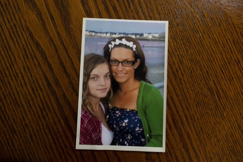 A photograph of Katie Parent with her daughter, three days before Katie's death in 2015. (Jesse Costa/WBUR)