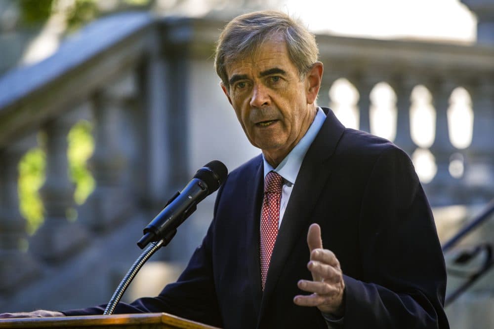 Secretary of State William Galvin speaks during a press conference at the State House. (Jesse Costa/WBUR)