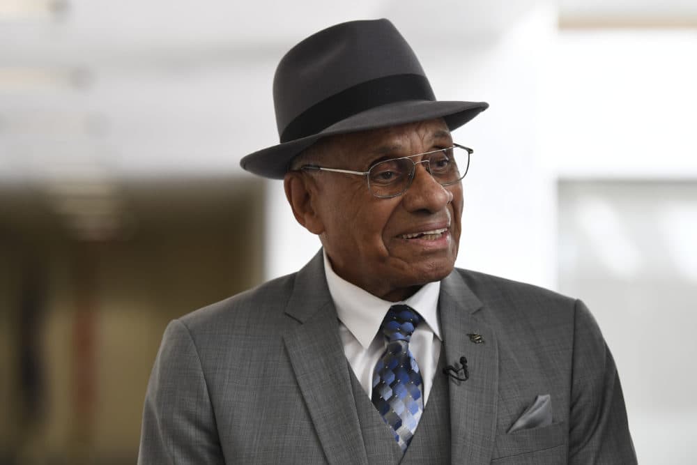 Willie O'Ree arrives for a meeting on Capitol Hill in Washington, July 25, 2019. O'Ree says the ongoing pandemic hasn't diminished what he says will be a "simply amazing" honor watching his No. 22 jersey retired by the Bruins.(Susan Walsh/AP File)