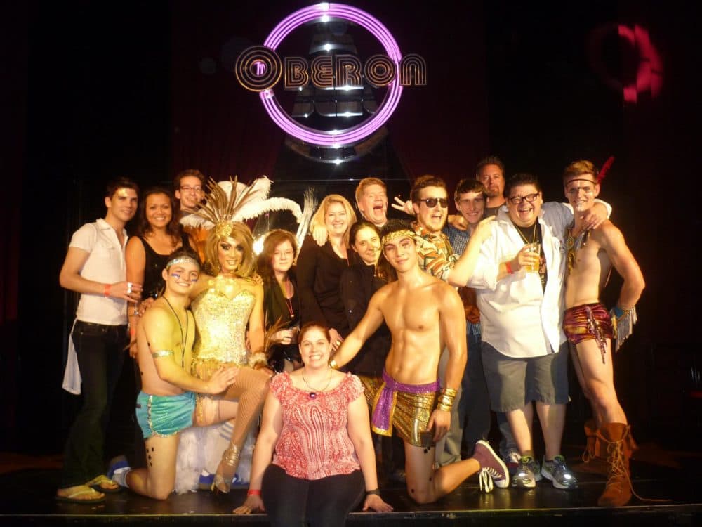Mark Sickler (second from right) with the cast of "The Donkey Show" and OBERON staff in 2013. (Courtesy Mark Sickler)