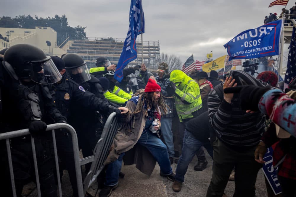 Trump supporters clash with police and security forces as people try to storm the U.S. Capitol on January 6, 2021 in Washington, DC. Demonstrators breeched security and entered the Capitol as Congress debated the 2020 presidential election Electoral Vote Certification. (Brent Stirton/Getty Images)