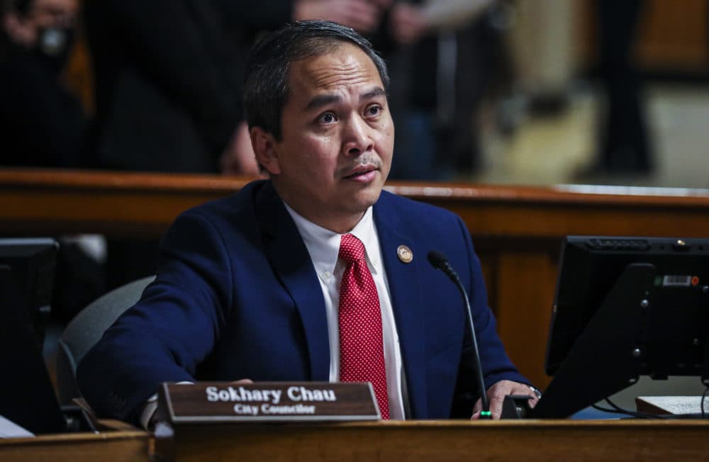 Lowell City Councilor Sokhary Chau on Dec. 21, 2021. Chau became the nation's first Cambodian-American mayor. (Erin Clark/The Boston Globe via Getty Images)
